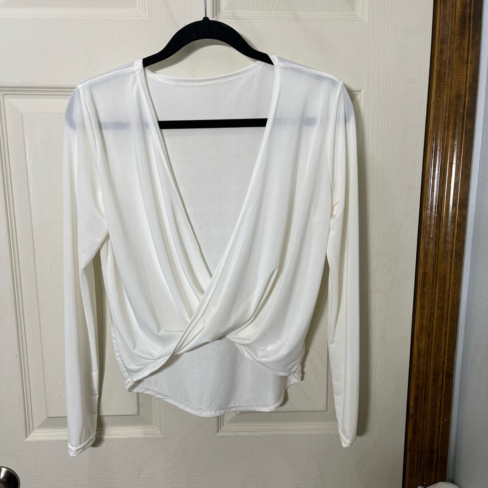 Sheer Long Sleeve Wrap Shirt